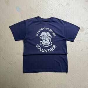Vintage 80s Clearwater Police Volunteer Men's S Tee Navy